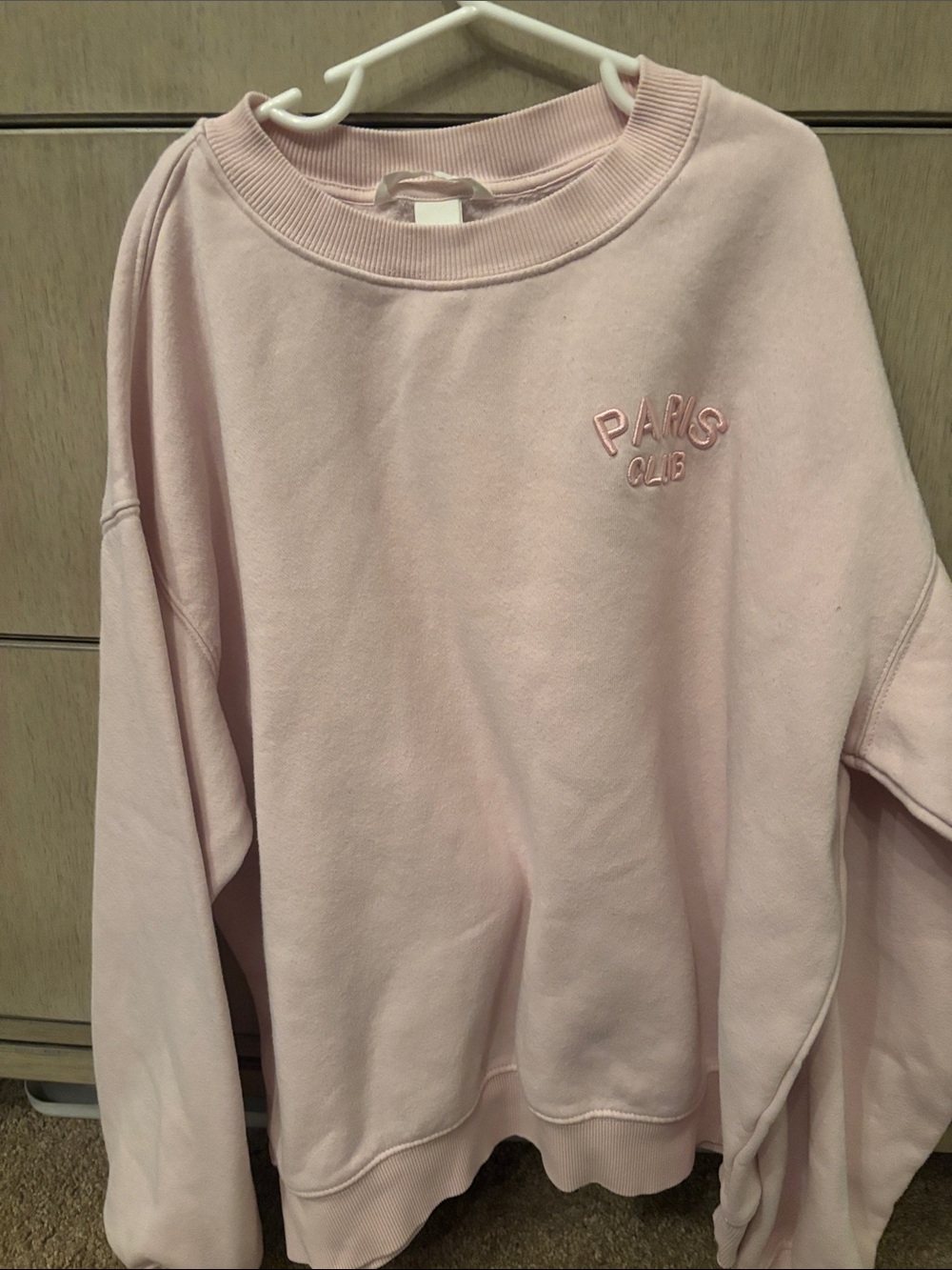 H&M Light Pink Embroidered Crewneck Sweatshirt